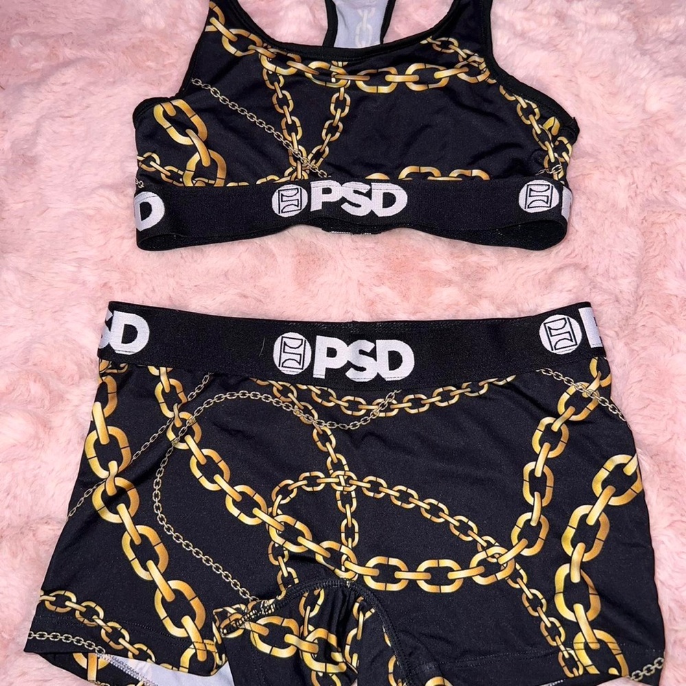 PSD Black and Gold Chain Print Activewear Set